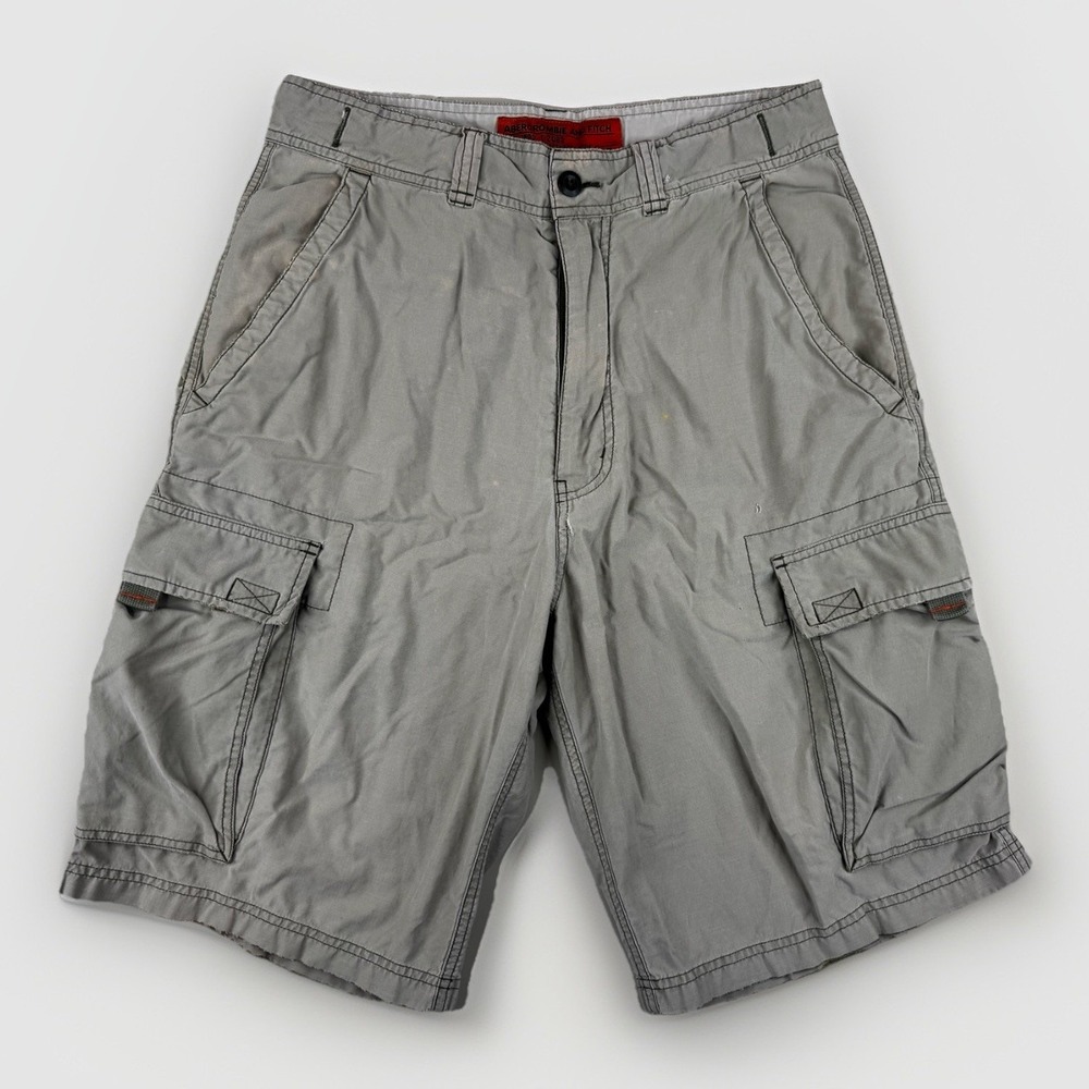 Vintage Abercrombie &‎ Fitch Paratrooper Cargo Shorts Mens S Gray Y2K Gorpcore